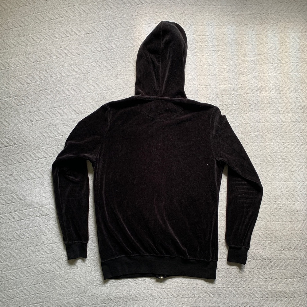 Vintage Nike Sweatshirt Womens Large Black‎ Velour Zip hoodie Y2K Hooded sweater - Picture 3 of 6